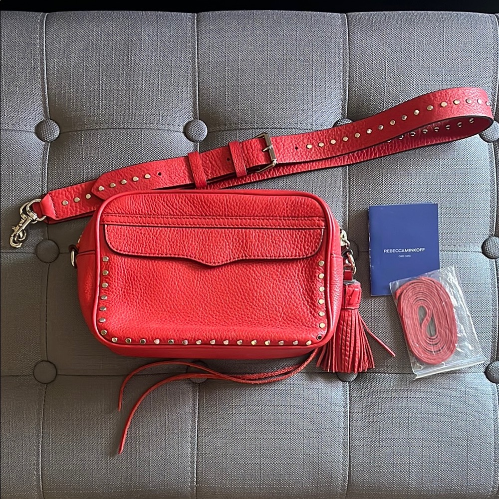 Rebecca Minkoff  camera bag Red Studded Crossbody Bag with Tassel